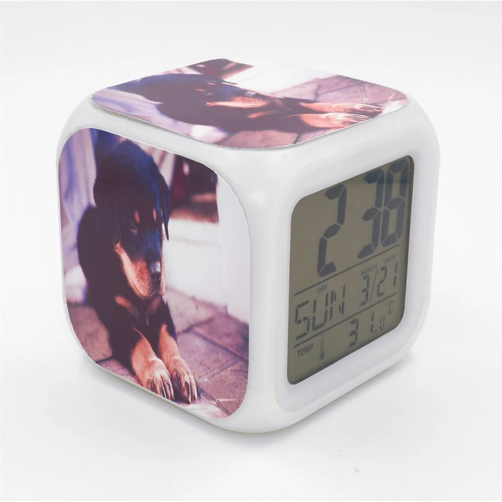 New Led Alarm Clock Rottweiler Dog Puppy Creative Desk Table Clock