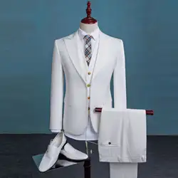 Slim Fit пик лацкане Best человек костюм Белый дружки смокинг Блейзер Для мужчин свадьба/выпускной костюм C253