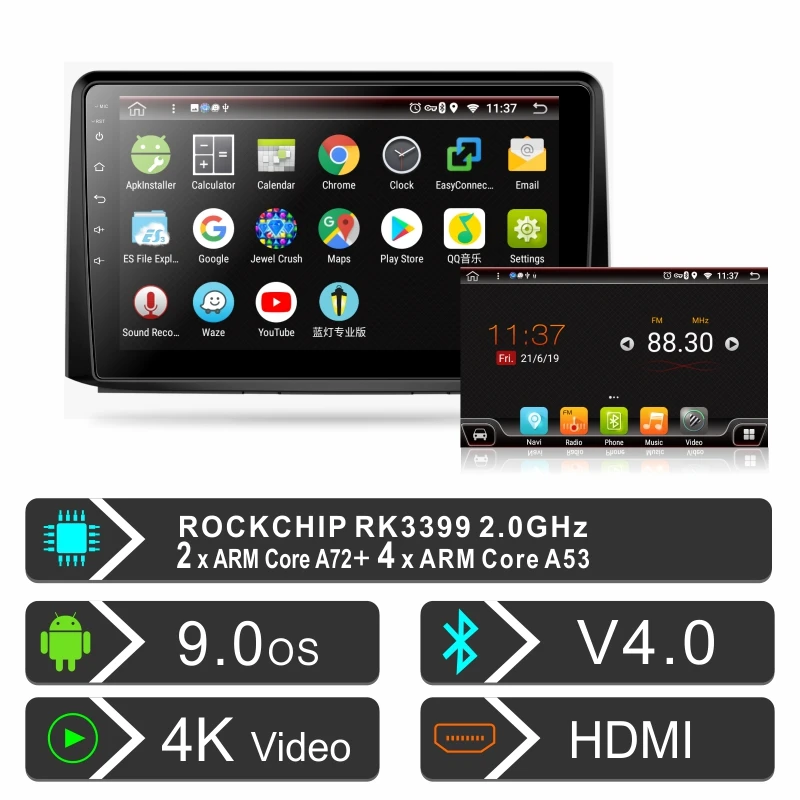 Perfect PX6 4+64G Android 9.0 Car Radio Multimedia Video Player Navigation GPS For Hyundai Elantra HD 2017 2018 2019 MP5 WIFI Stereo 1