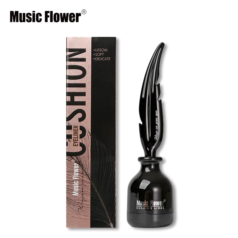 Бренд Music Flower Eyes Make Up подводка-кушон для век водостойкая Стойкая подводка для глаз карандаш черный Быстросохнущий для век натуральный