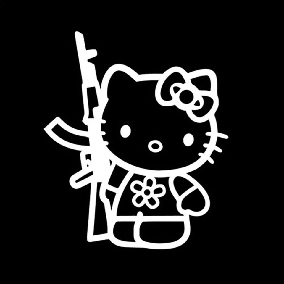 Cunymagos Funny Hello Kitty Rifle Vinyl Sticker Decal Personality Funny Car Styling Fashion Accessories Wall Decorative Stickers 13 (4)