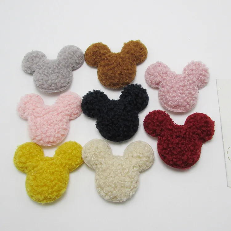 

30pcs/lot 5.5x5cm Plush velvet Cat Head Padded Appliques DIY handmade Children Hair Accessories and Clothes Sewing