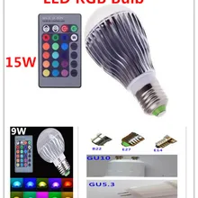 Установленный заподлицо 9 Вт/15 Вт E27 GU10 B22 E14 GU5.3 RGB Светодиодный Светильник Красочные сменная лампа лампы 85-265V с 24-кнопочный пульт дистанционного управления