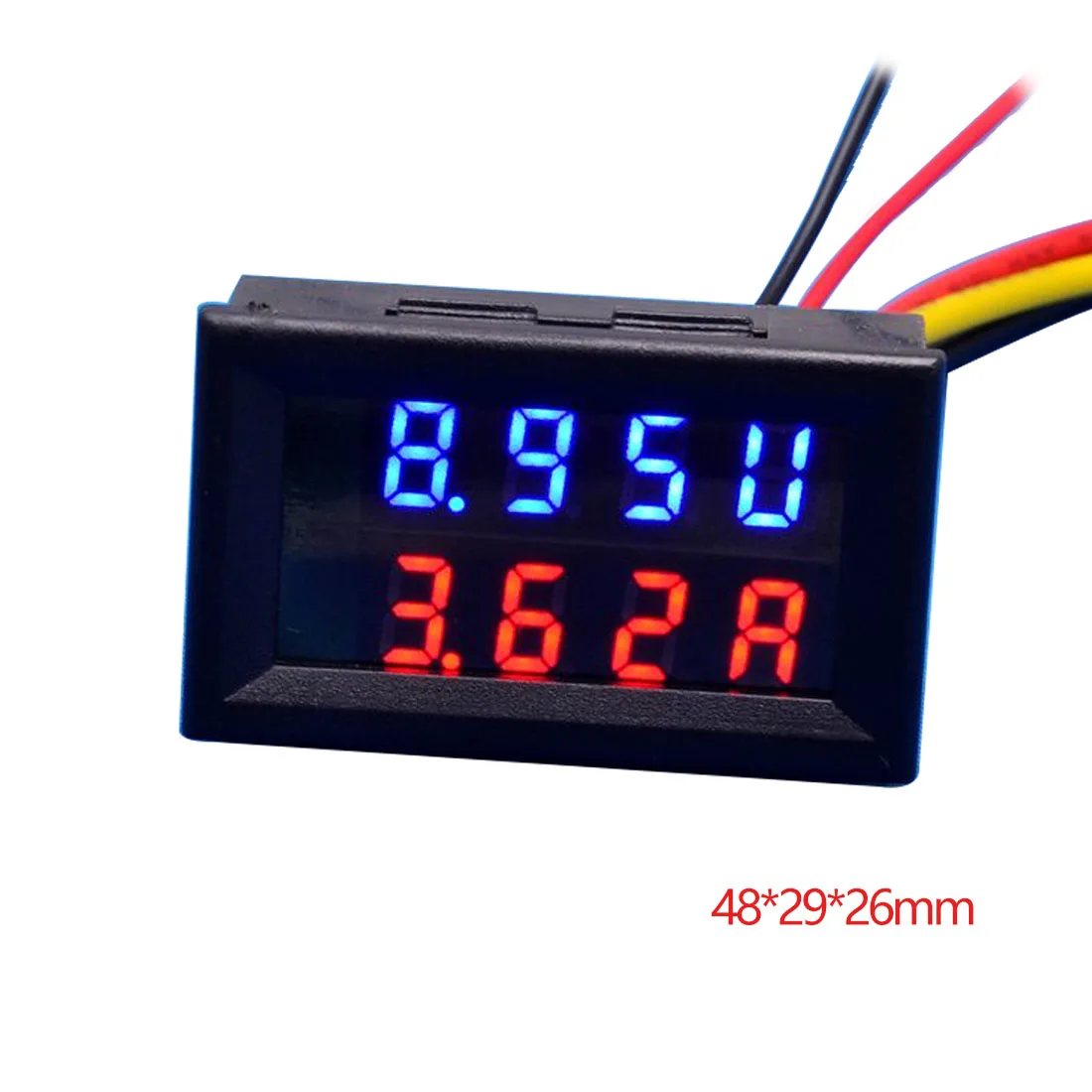 

4 Bit Digital Voltmeter Ammeter DC100V 10A Red Blue LED Dual Display Voltage Amp Panel Guage 12v 24v Car Current Monitor Tester