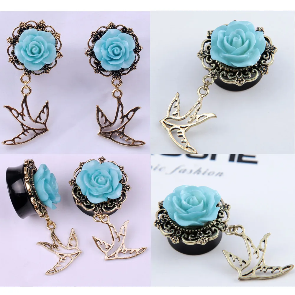 1Pair New Arrivel Ear Piercing Plugs Classical Tragus Piercing Jewelry Fashion Bird Pendant Ear