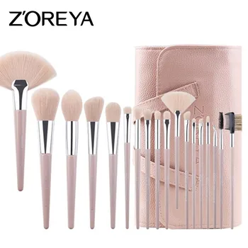 

ZOREYA 18pcs Makeup Brush Set Pink Synthetic Hair Make Up Brushes Powder Foundation Concealer Eye Brow Brush Cosmetic Tool