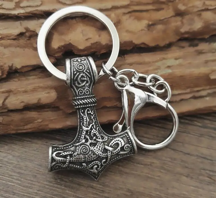 Брелок SanLan 1 шт. Thor the Norse God of Thunder Viking Thors Hammer серебряный цвет Mjolnir - Цвет: Белый