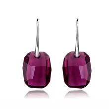 100% Rectángulo de Cristal Austriaco Pendientes de Gota Con Los Elementos de Swarovski de Las Mujeres Pendientes de la Boda Joyería de La Vendimia buena para el regalo