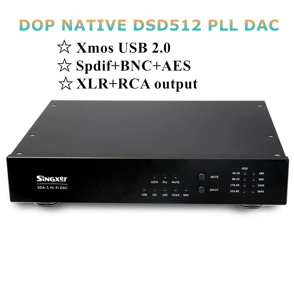 

DOP NATIVE DSD512 PLL DAC Decoder PCM 384Khz xmos USB SPDIF XLR HDMI I2S RCA