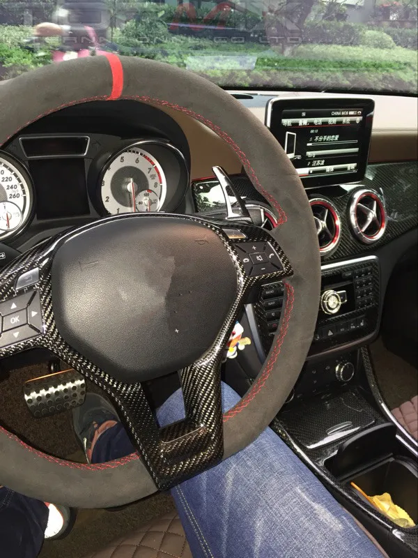 Отделка рулевого колеса из углеродного волокна для Mercedes Benz A CLA C E CLS SLK SL W176 W204 W117 W212