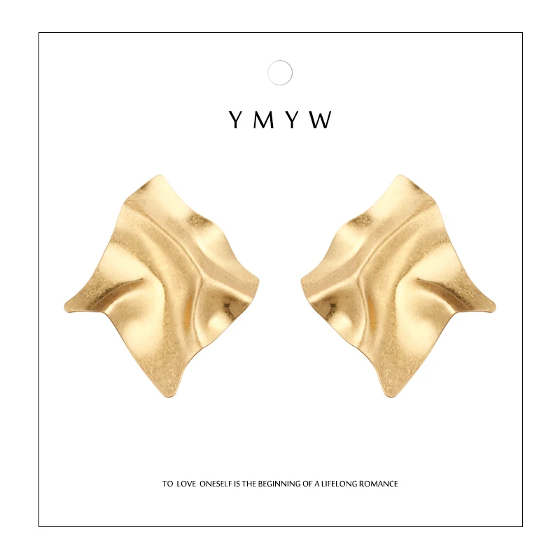 

YMYW ZA Fashion Trendy Personalized Irregular Twisted Stud Earrings Female Party Statement Jewelry Pendientes Mujer Moda 2018