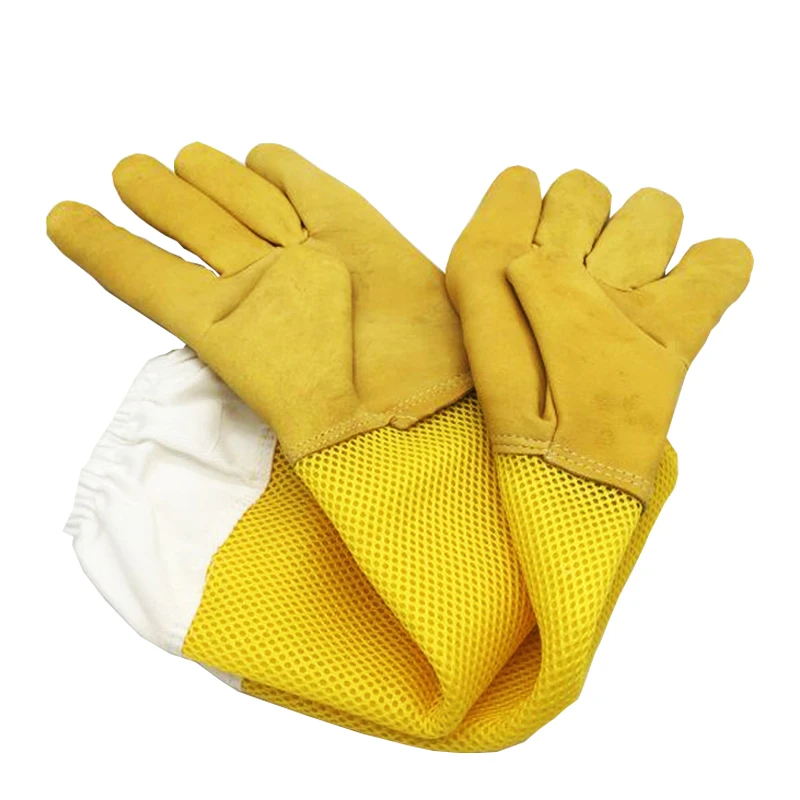 

1 Pair Beekeeping Gloves Sheepskin Breathable Material Bee Tools Mesh Hollow Breathable Anti-bee Apiculture Gloves