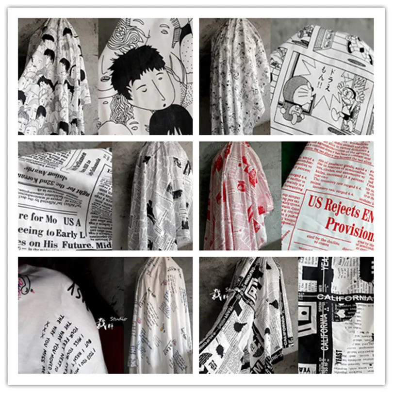 45 см* 143 см/штука шесть газет текст Мультфильм Ткань Чистый хлопок английская газета граффити дизайнерская ткань