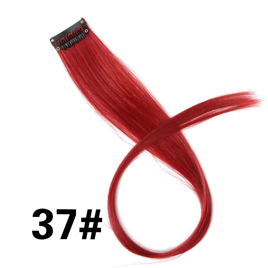 Leeons цветные синтетические волосы для наращивания на заколках, цельные цветные полоски, 20 дюймов, Длинные прямые шиньоны для любителей спорта - Цвет: #27