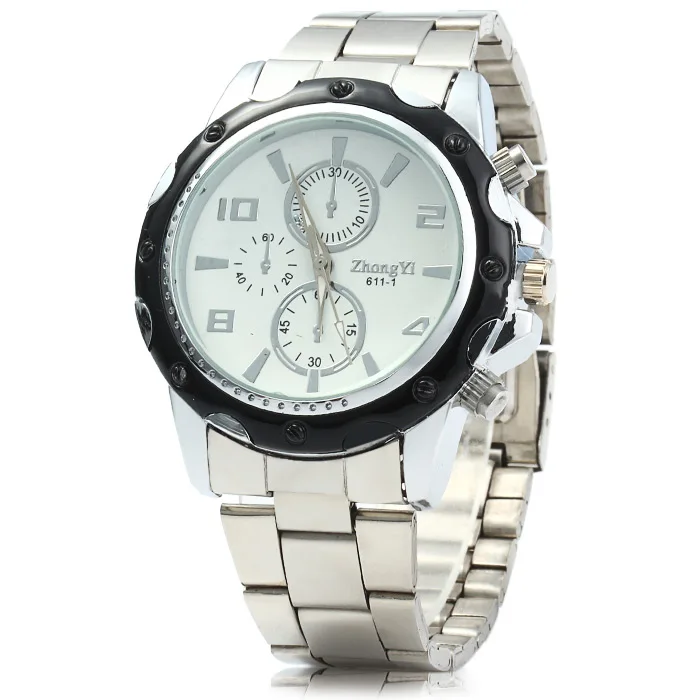 

New Men Watches Casual ZHONGYI 611-1 Full Steel Wrist Watches Male Quartz Watch with Decorative Sub-dials Fashion Clock