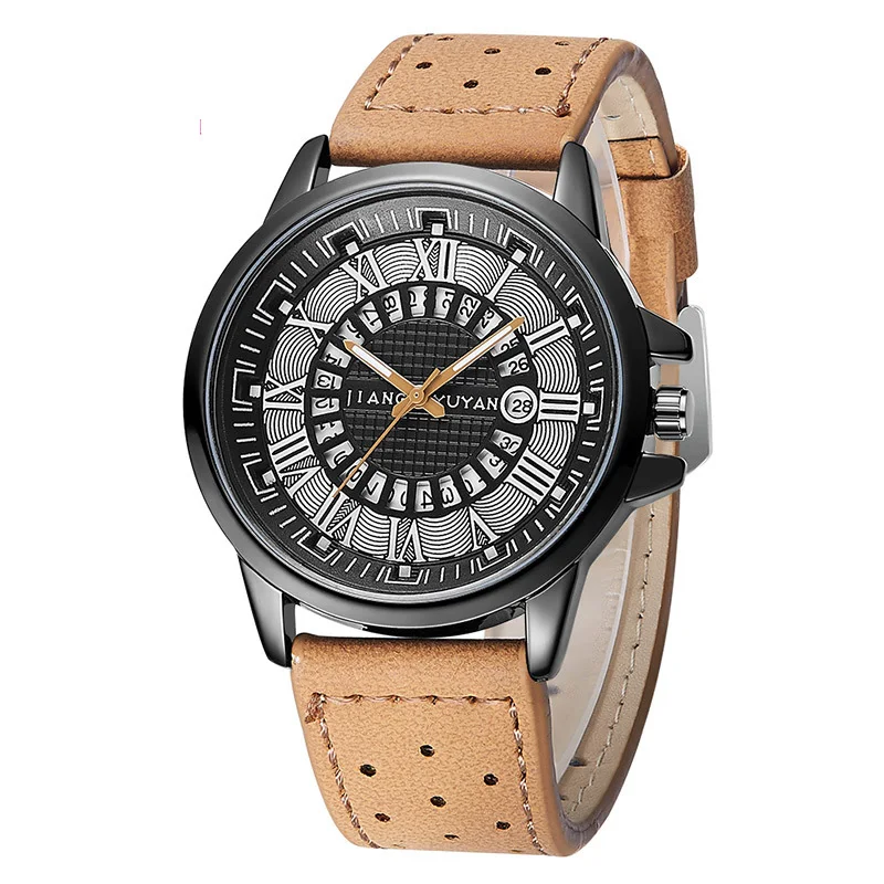 

High quality business leisure calendar watches leather quartz wristwatches mens best gift