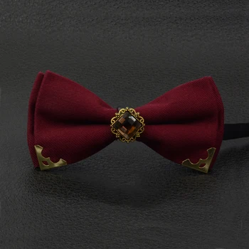 

New Arrivals Bow Tie For Men Solid Color Wedding Groom Rhinestone Men Bowtie Double Butterfly Necktie Cravat Red Luxury Gift Box