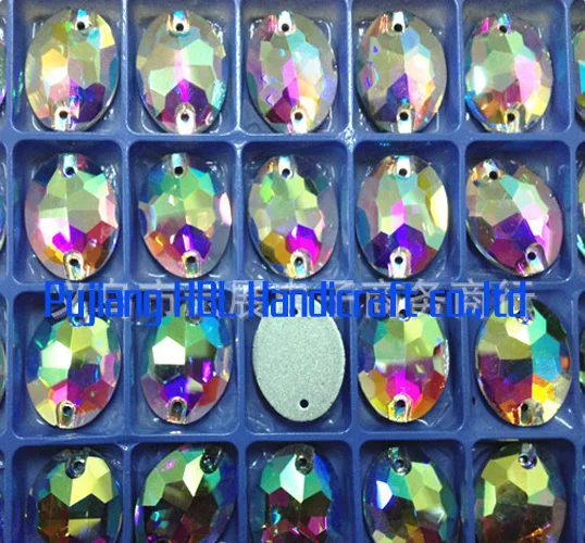 

7X10MM 72pcs/lot Crystal AB Sew On Stone Setting Flatback Rivoli Sewing Rhinestones 2 Holes For Garment Dress Decorations