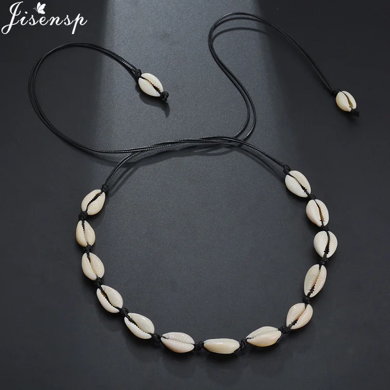 Jisensp, Новое поступление, натуральное ожерелье из ракушек для женщин, богемное простое ожерелье в виде ракушки, s& Кулоны, ювелирное изделие, подарок - Окраска металла: seashell necklace