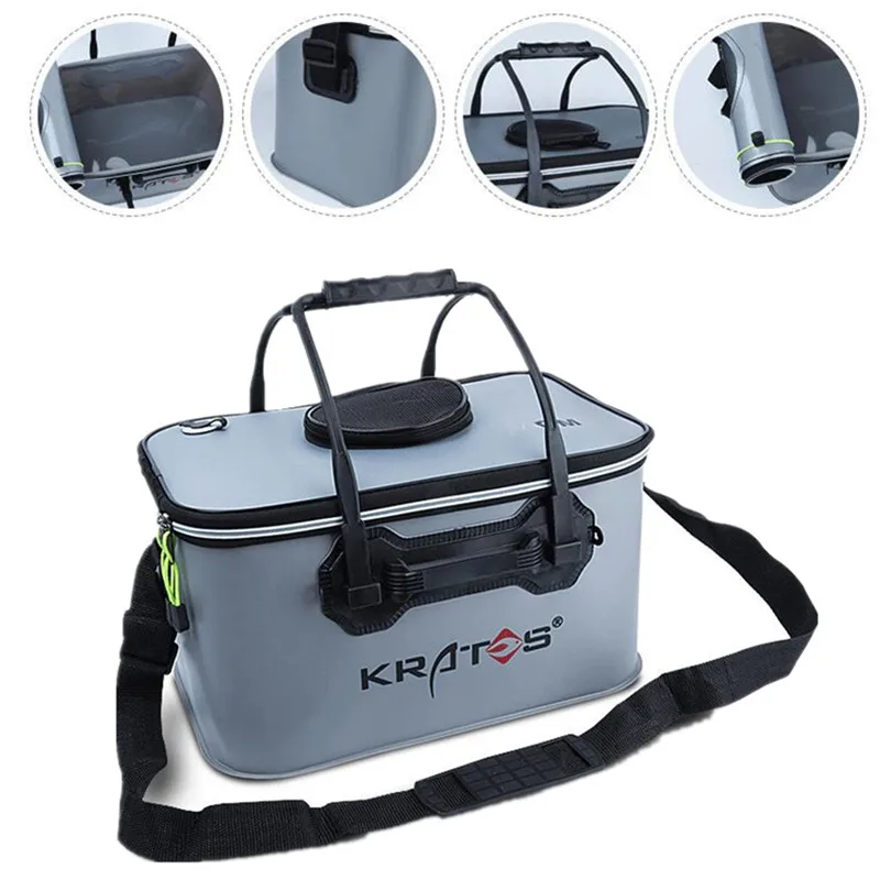 

Three Size Outdoor Multi-function Folding Live Fish Protection Bucket Fishing Barrel Bag Supply