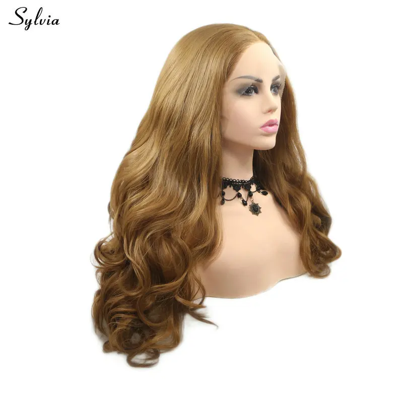 Sylvia 27# объемные волнистые длинные светлые кружевные передние парики термостойкие волокна волос Синтетический Косплей Костюм для женщин Макияж Drag queen
