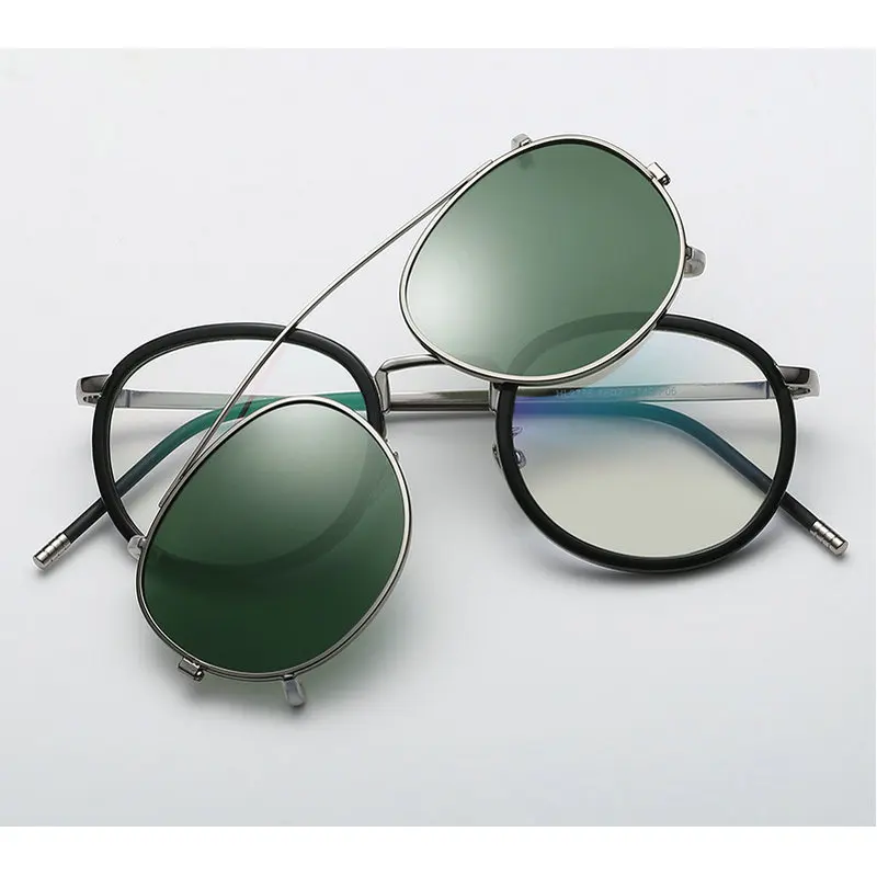 

New Fashion Men Punk Style Flip Flip Sunglasses Lens Detachable Retro Polarized Driving Dual-use Mirror Clip Sunglasses NX