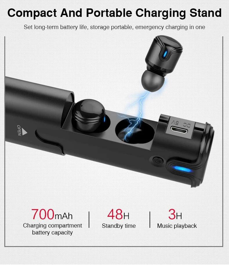 Portable Mini Bluetooth Earphones Headset V4.2 Wireless Earphone TWS Earbuds 700Mah Charging Box Case Bass Stereo Sound with Mic (9)