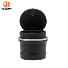 POSSBAY синяя автомобильная пепельница со светодиодной подсветкой черная дымовая пепельница для авто пепельница держатель Автомобильный грузовик Домашний Мини светодиодный свет автомобильная пепельница для BMW