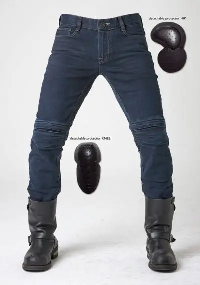 

With Proctions! New uglyBROS Moto Pants Incision Stylish Jeans Motorcycle Jeans Road Motorcycle Pants Blue