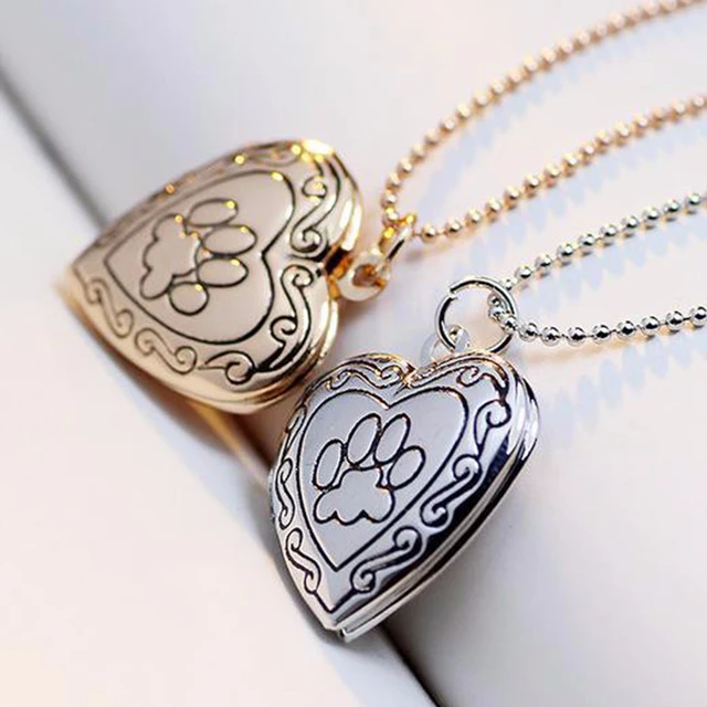 Paw Print Photo Locket Necklace