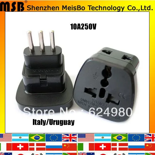 Secure 10A 250V ABS material Aus japan Canada to italy uruguay plug