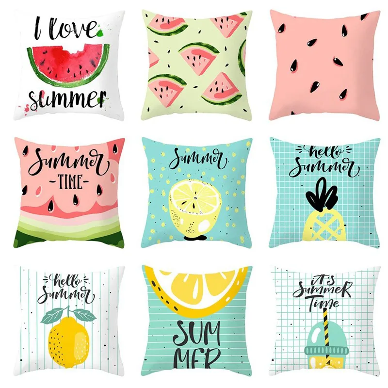 

Cartoon Tropical Fruit Cushion Covers Summer Watermelon Pineapple lemon Pillow Cover Chair Home Sofa Decoration Pillowcase