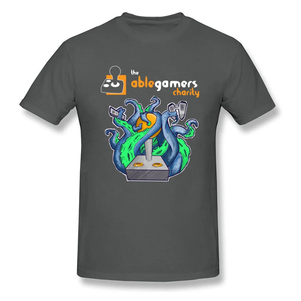 Casual Able Gamers Charity Octopus Tops & Tees for Men Hip Hop Fall Crew Neck 100% Cotton Short Sleeve T-shirts Normal Tee Shirt Able Gamers Charity Octopus carbon