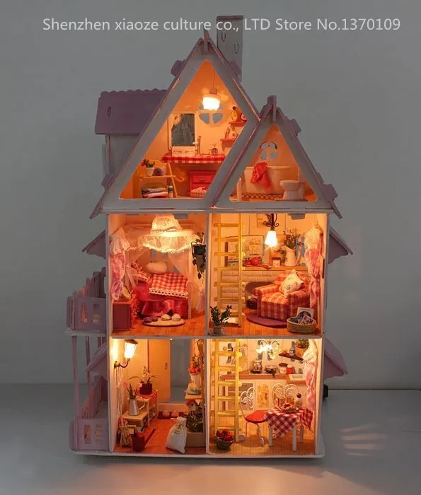DIY Модель Саншайн Алиса Кукольный дом Соберите вилла Кукла Главная/деревянные куклы Мебель деревянный Игрушки миниатюрные куклы дом