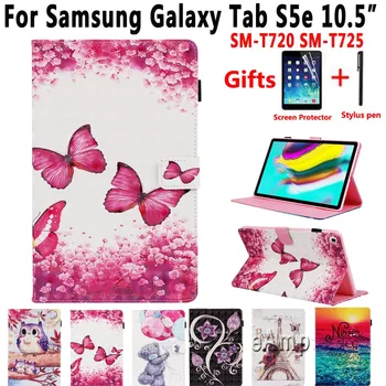

For Samsung Galaxy Tab S5e 10.5 2019 T720 T725 Case SM-T720 SM-T725 Cover Tablet Flower Shockproof Pu Leather Shell Funda Capa