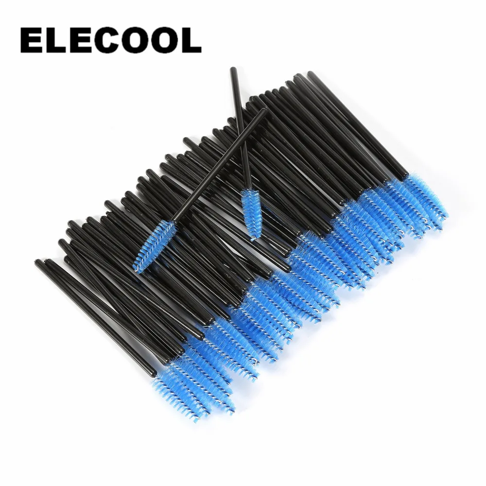 

ELECOOL 50/packs Disposable Eyelash Brush Mascara Wands Makeup Cosmetic Tool Mini 2 Colors