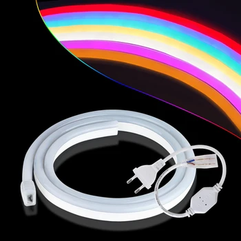 

50m Outdoor&Indoor LED Lighting Flex LED Neon Light SMD 2835 120leds/M LED Strip rope Light Waterproof AC 220V with Power Plug