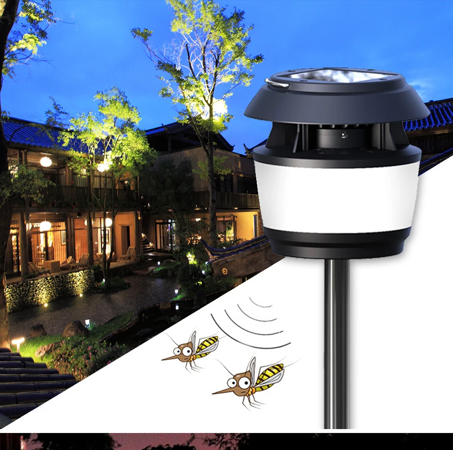 Movido a Energia Lâmpada do Jardim Repelente de Insetos à Prova Água ao ar Luz da Noite Lâmpada do Gramado Luz de Rua Solar Ultrasonic Livre Indoor Levou Energia d' 2 Cheap Lâmpadas solares