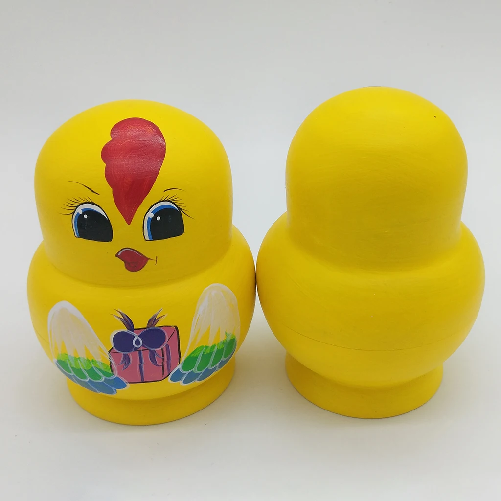 10 Pcs Cute Chicken Matryoshka Dolls Kids Wooden Russian Nesting Dolls Set For Girls Boys 