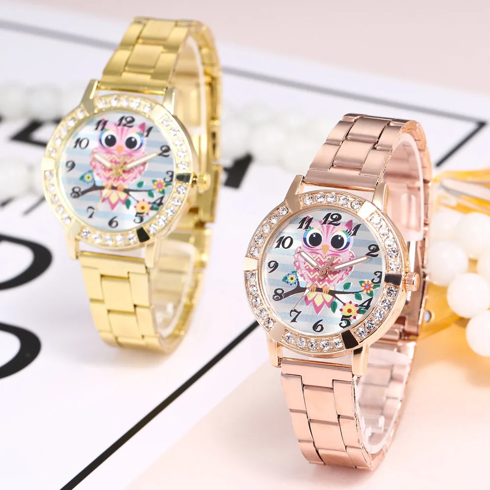 

Cute Owl Women Fashion Alloy Band Analog Quartz Round Wrist Watch Watches ladies watches casual wristwatch womens automatic