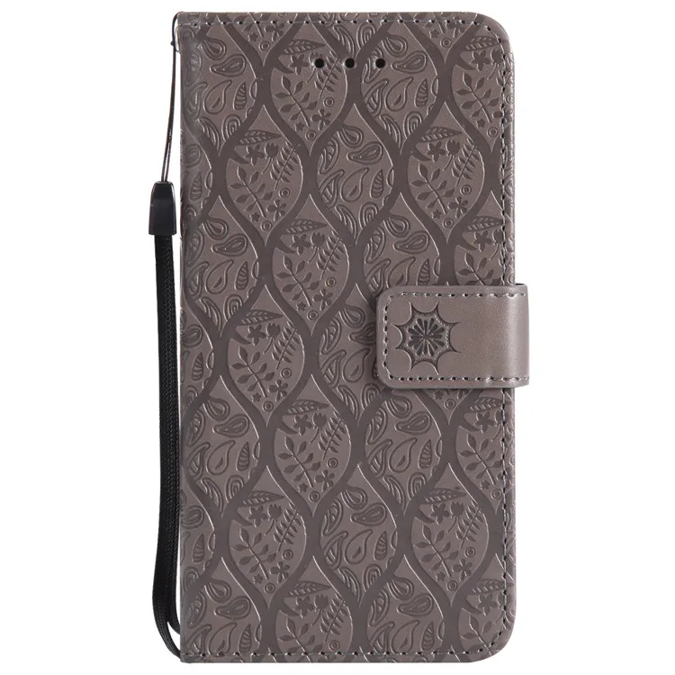 Роскошный кожаный чехол-бумажник с тисненым тиснением, чехол для телефона LG K10 K7 K8 K3, откидной Чехол с отделением для карт, подставка для телефона LG G6 Q6 Q8 - Цвет: Серый