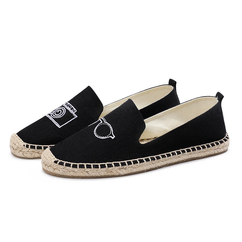 

Hemp fabric flat espadrilles, slip on espadrilles