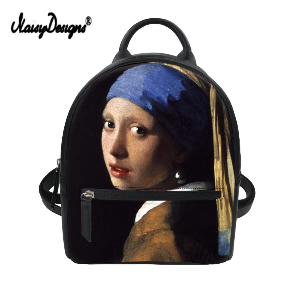 

2019 New Mini Backpacks Vintage Van Gogh Famous Painting Women PU Leather Rucksack for Girls Lady Female Bolsa DropShipping Hot
