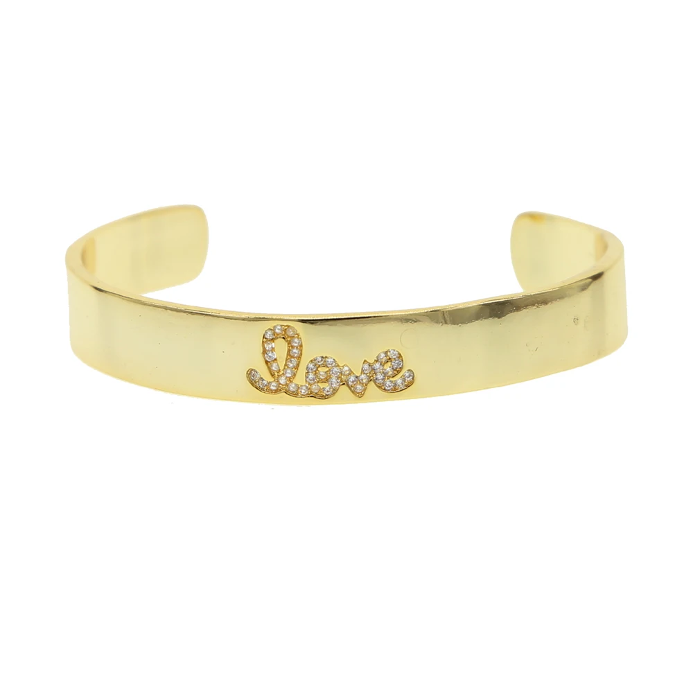 Регулируемые манжеты браслеты Медь любовное письмо Браслеты для Для женщин золото Pulsera ювелирные изделия Нержавеющая сталь браслет Pulseiras Femininas