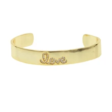 Регулируемые манжеты браслеты Медь любовное письмо Браслеты для Для женщин золото Pulsera ювелирные изделия Нержавеющая сталь браслет Pulseiras Femininas