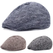 Мужской вязаный толстый теплый берет высокого качества, шляпа таксиста газетчика для гольфа, Повседневная Кепка HATCS0269