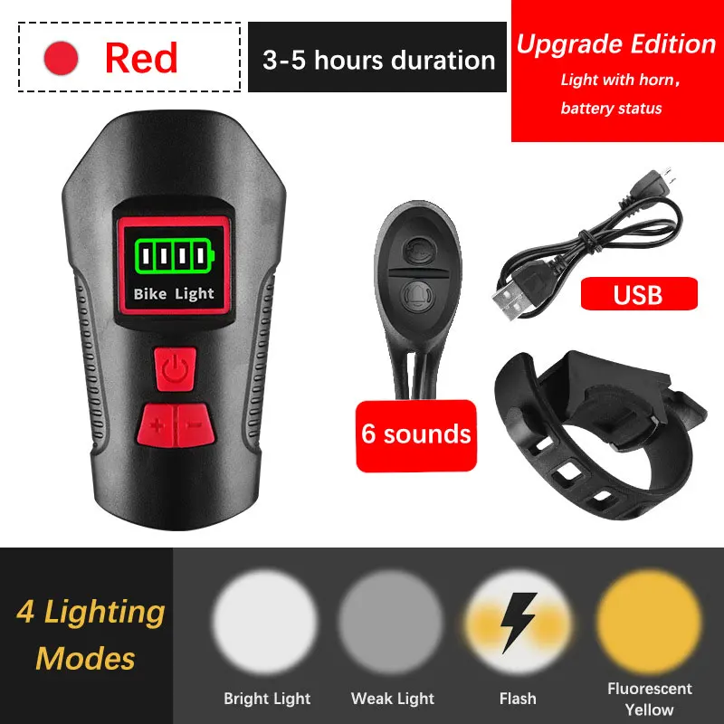 Vertvie Computer Cycle Speedometer Lights LED Cycling Headlight Horn Flashlight USB Bicycle Lamp Bike Front Light Handlebar Tool - Цвет: 03