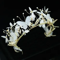 White Elegant Bridal Headwear Cheap Wedding Accessories Hair Headband Butterfly Flowers Rhinetstone Bridal Headpiece 2019 White Elegant Bridal Headwear Cheap Wedding Accessories Hair Headband Butterfly Flowers Rhinetstone Bridal Headpiece 2019