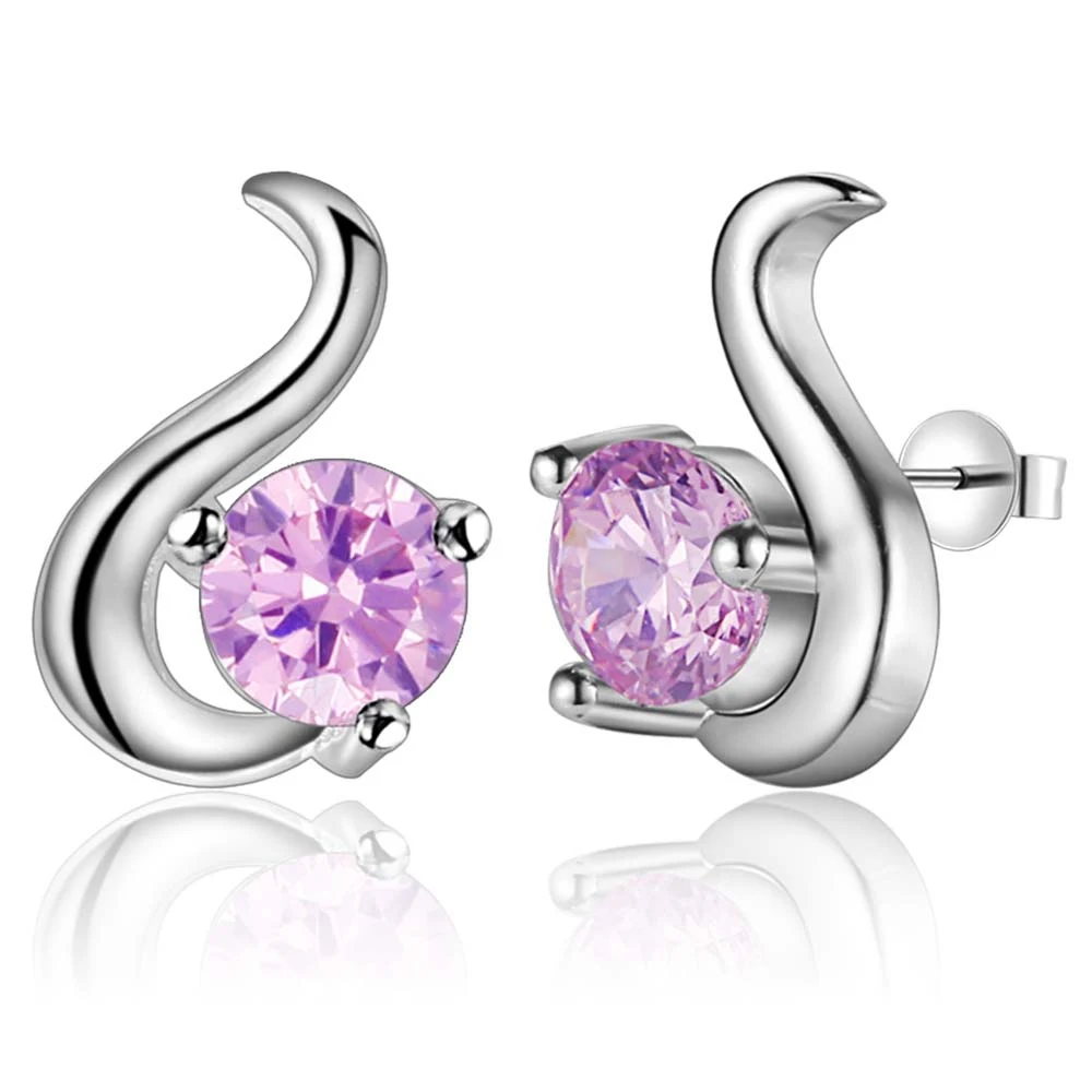 

cute cartoon pink zircon high quality Silver Earrings for women fashion jewelry earrings /XTOUWPVL YXCSCYEH