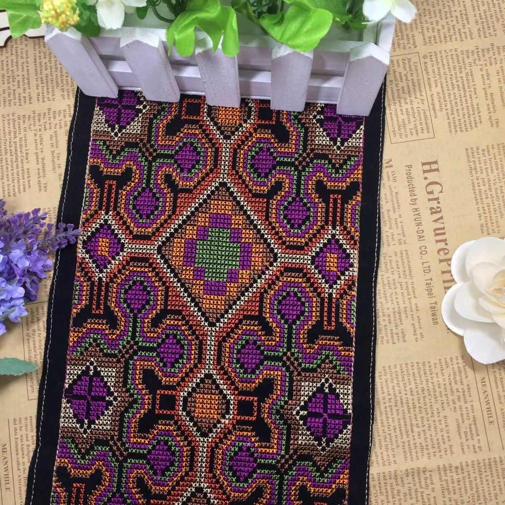 

miao hmong cross stitch embroidery fabric lace sewing trim ribbon tape webbing boho ethnic tribal gypsy dress bag accessory DIY